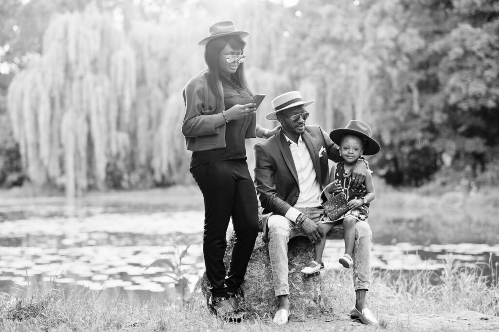 stylish and rich african american family